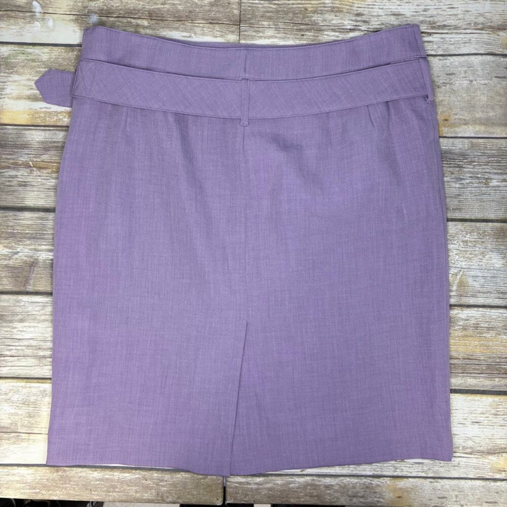 NWT Anne Klein Lavender‎ Belted Preppy Business Office Lined Pencil Skirt Sz 12 - Picture 2 of 6